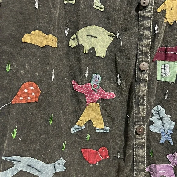 Patched Black Button-Up Shirt - Picture 3 of 8